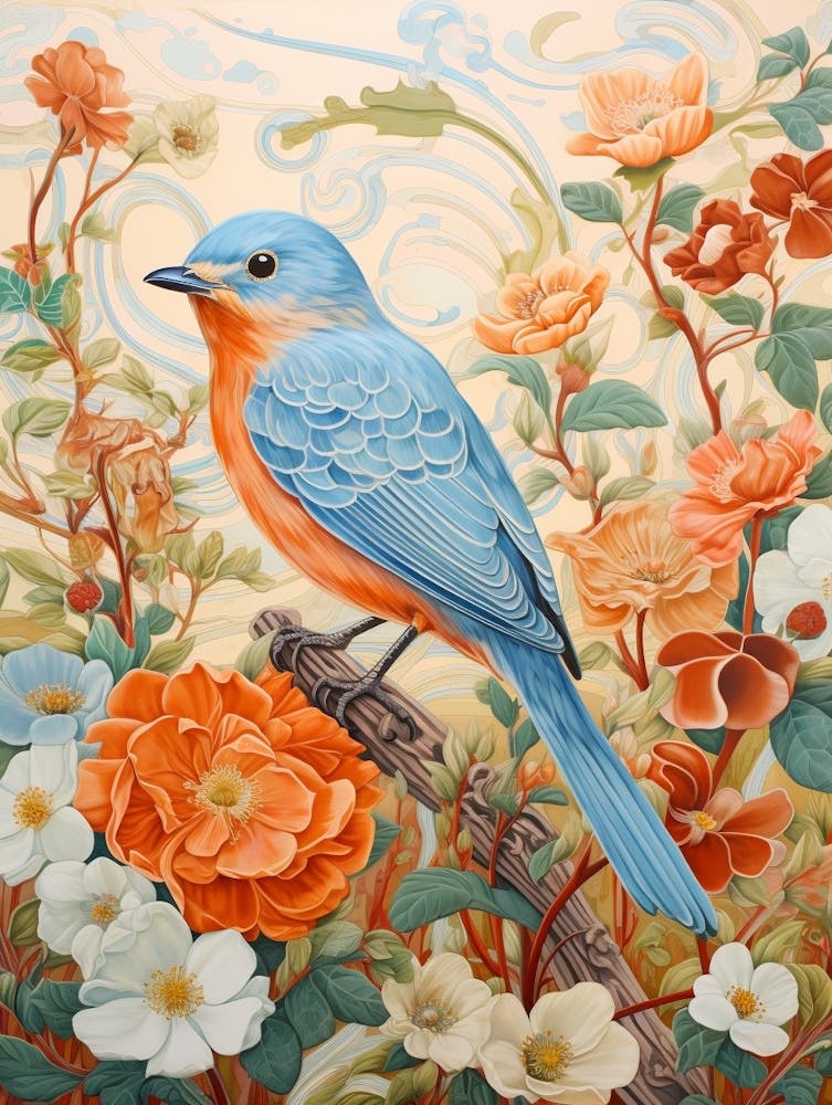 Eastern Bluebird 2 Detailed Bird Painting