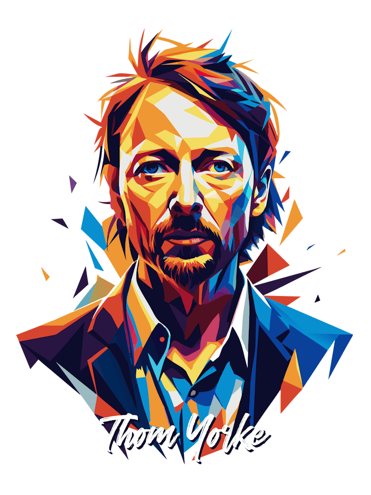 Thom Yorke 01 Portrait Icône Musicale Style Pop Art WPAP