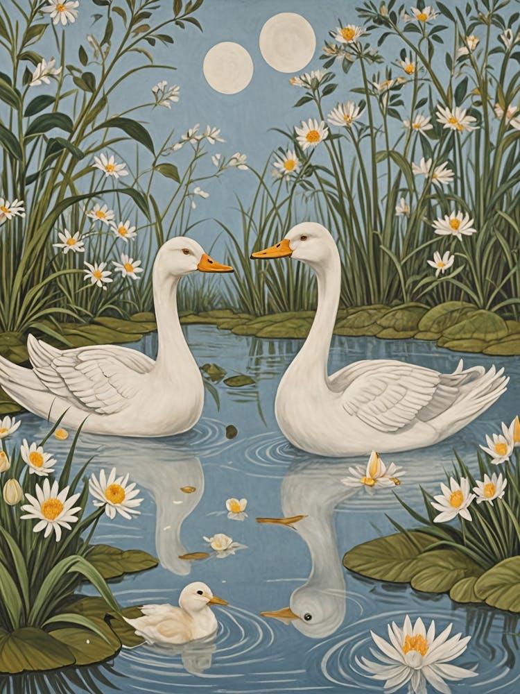 Two Geese In A Pond