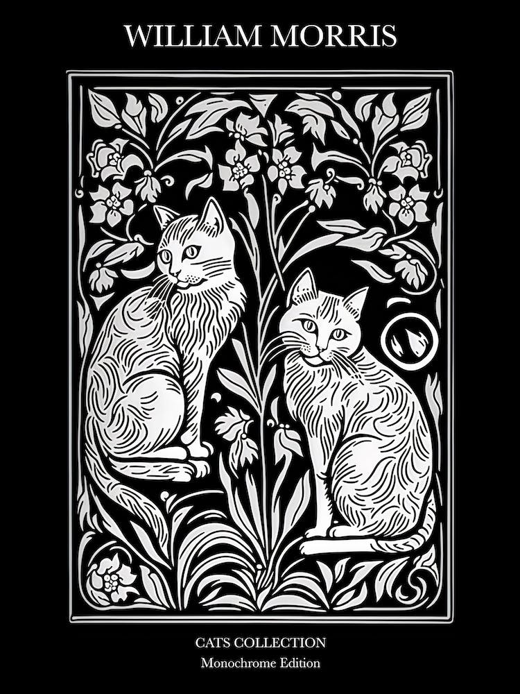 William Morris  Style Cats Collection Black And White 1
