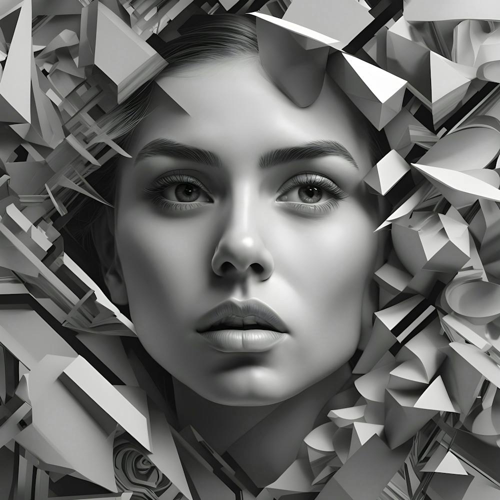 Monochrome Face Of A Young Girl 2