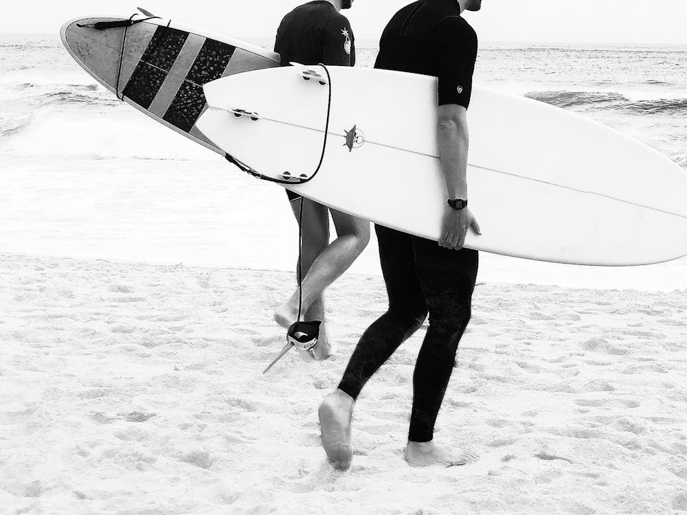 Surfer Boys Abstract Black White Beach Surf Surfboards