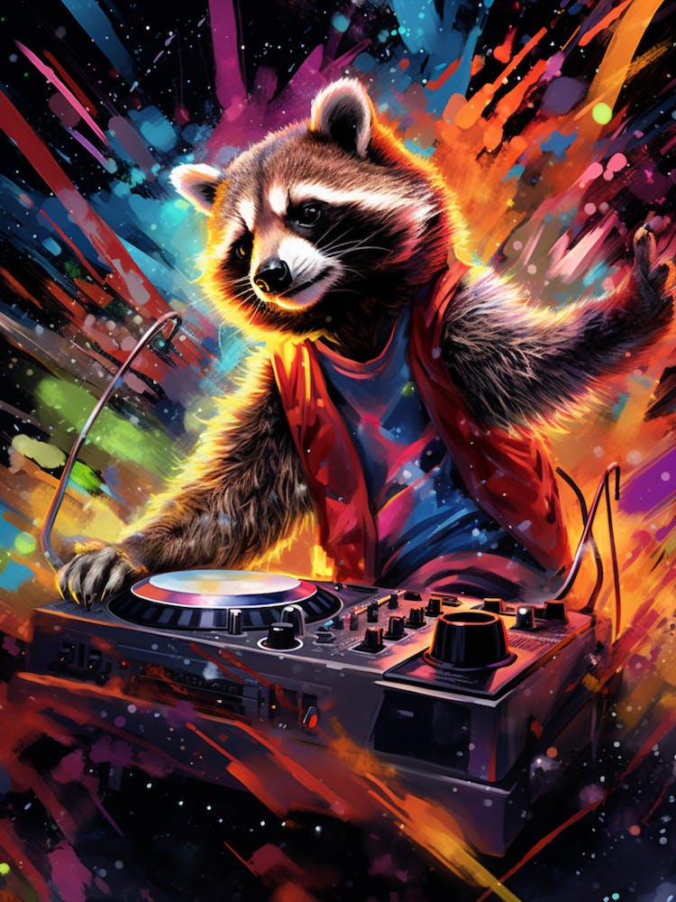 A Dj Raccoon Vibrant Paint Splashot 2