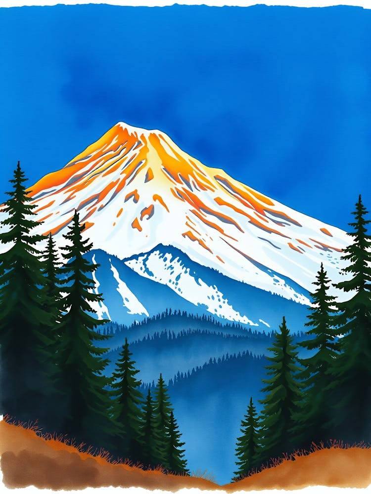 Mt. Hood Watercolor Painting