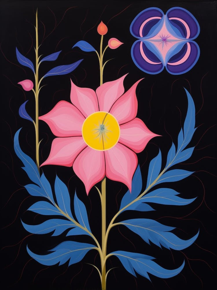 Larkspur 4 Hilma Af Klint Inspired Flower Illustration