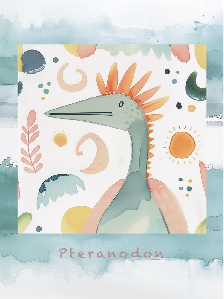 Cute Muted Pteranodon Dinosaur 3 Poster