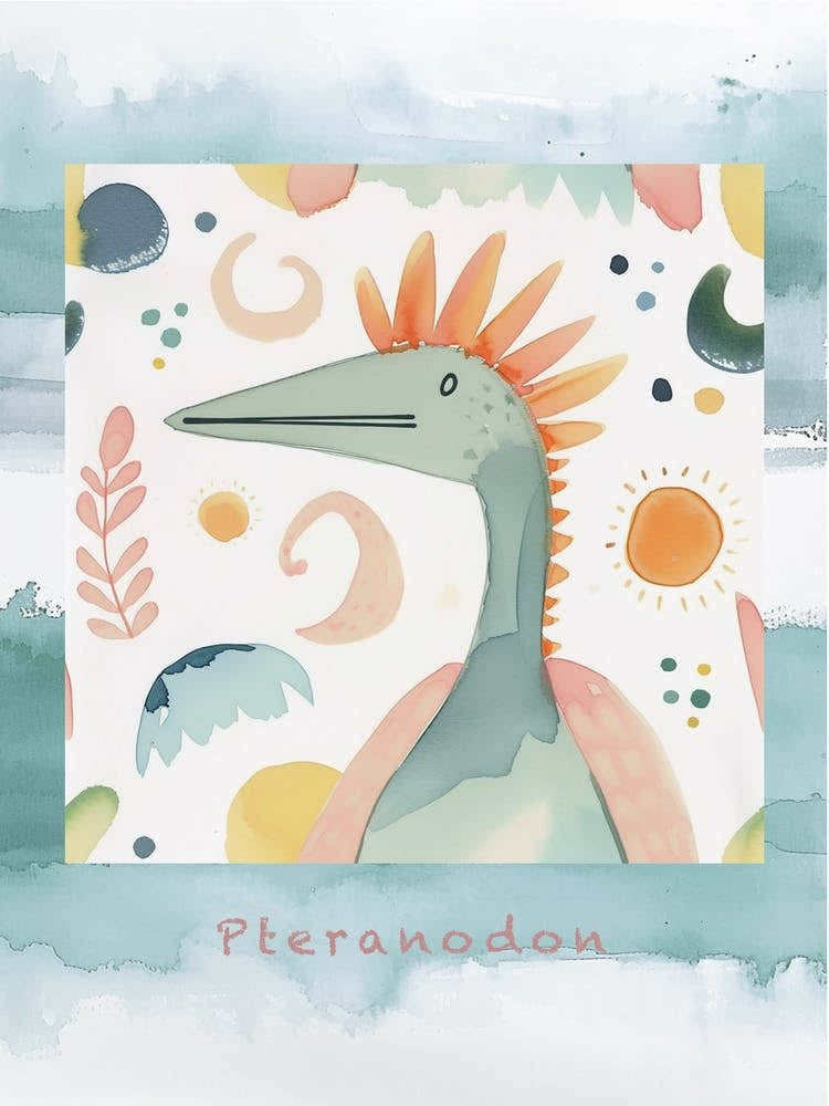 Cute Muted Pteranodon Dinosaur 3 Poster