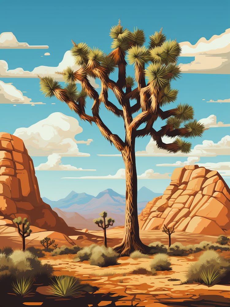  Retro Illustration Of A Joshua Tree In Rocky Mountain 4