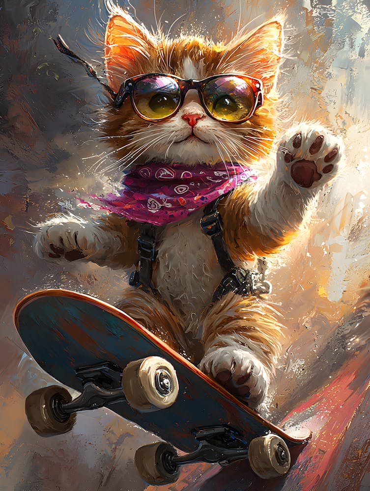 Cool Cat Riding Skateboard 9
