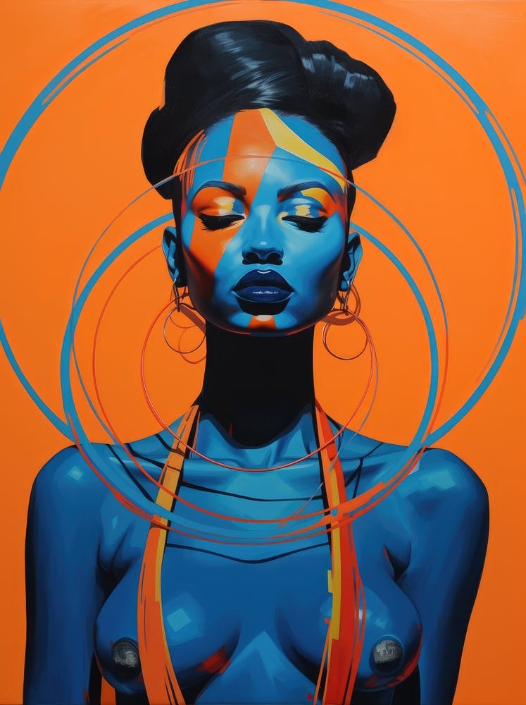 Woman In Blue And Orange