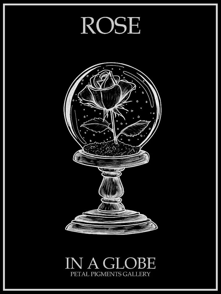 Rose In A Globe Line Drawing 2 Poster Inverted
