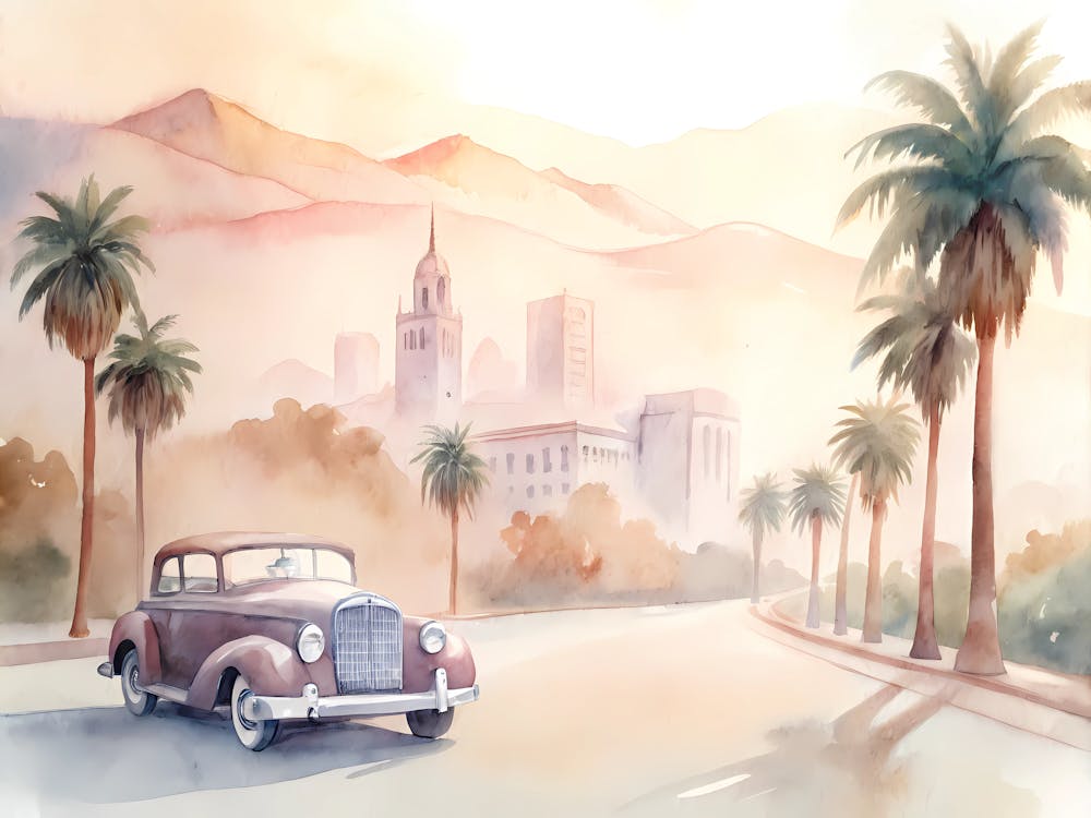 Los Angeles Usa A Vintage Scene With The Hollyw 1