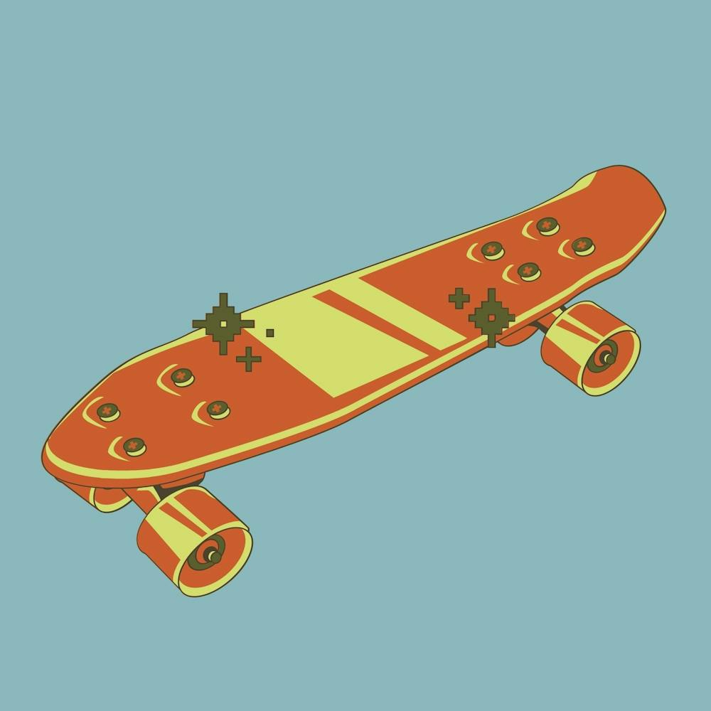 Retro Skateboard Kids Blue And Orange