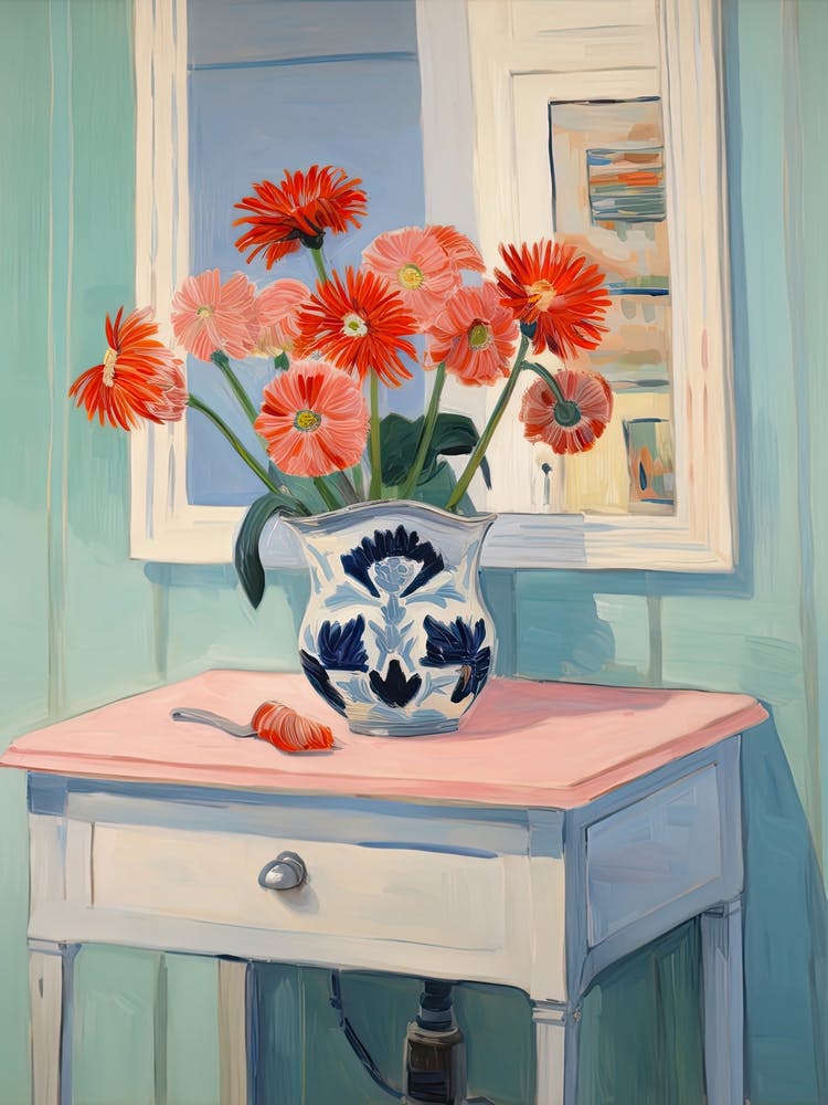 Bathroom Vanity Painting With A Gerbera Bouquet 3