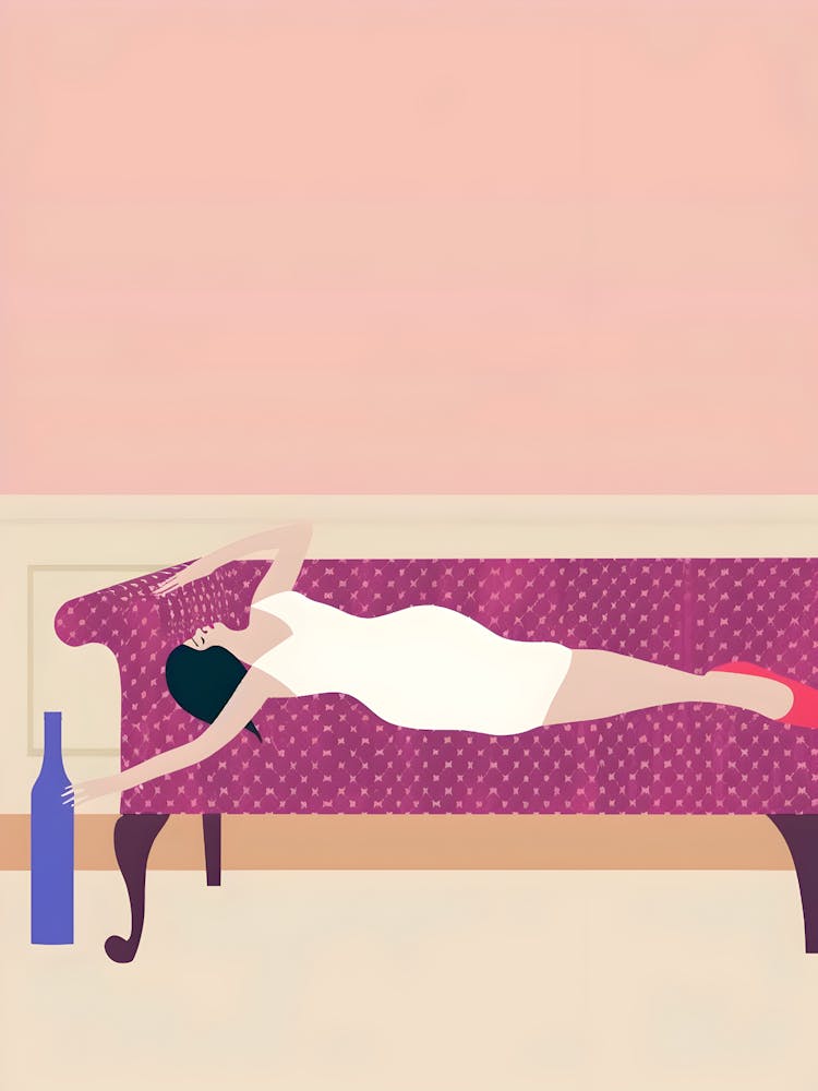 Woman Laying On Couch