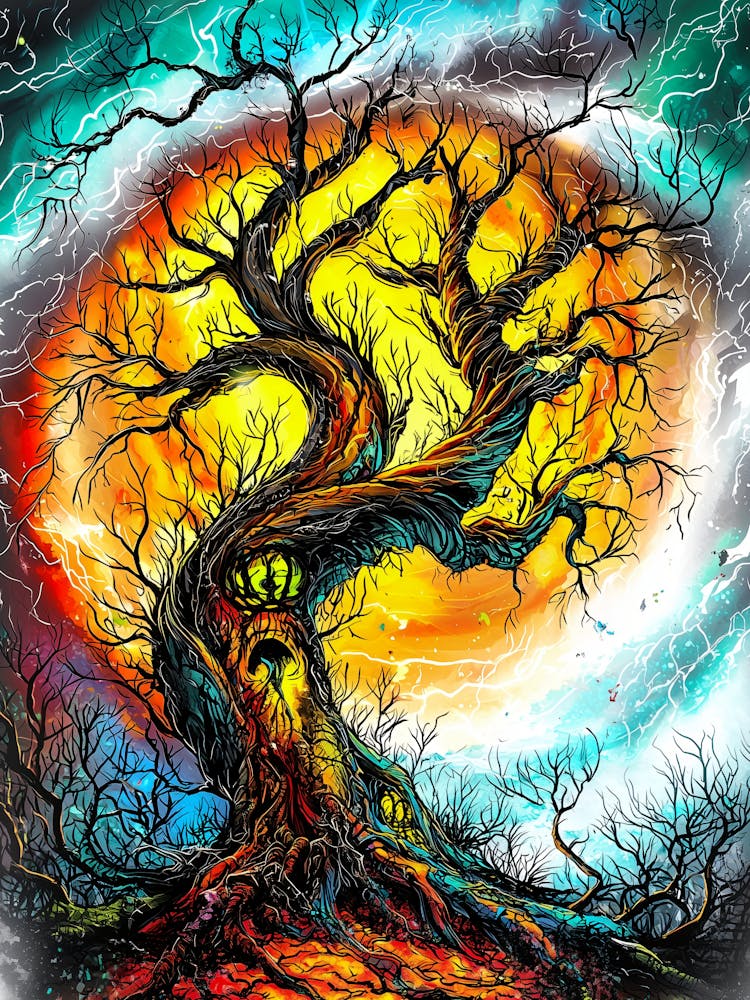 Tree Of Life, vibrant colorful neo-expressionism inspired.