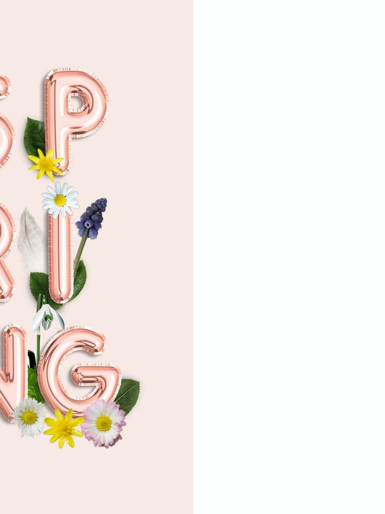 Spring   Copper Balloon Typography And Flowers