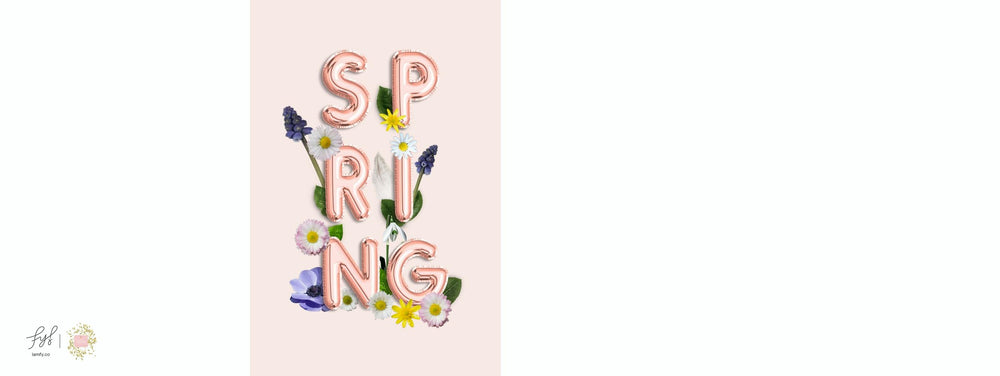 Spring   Copper Balloon Typography And Flowers