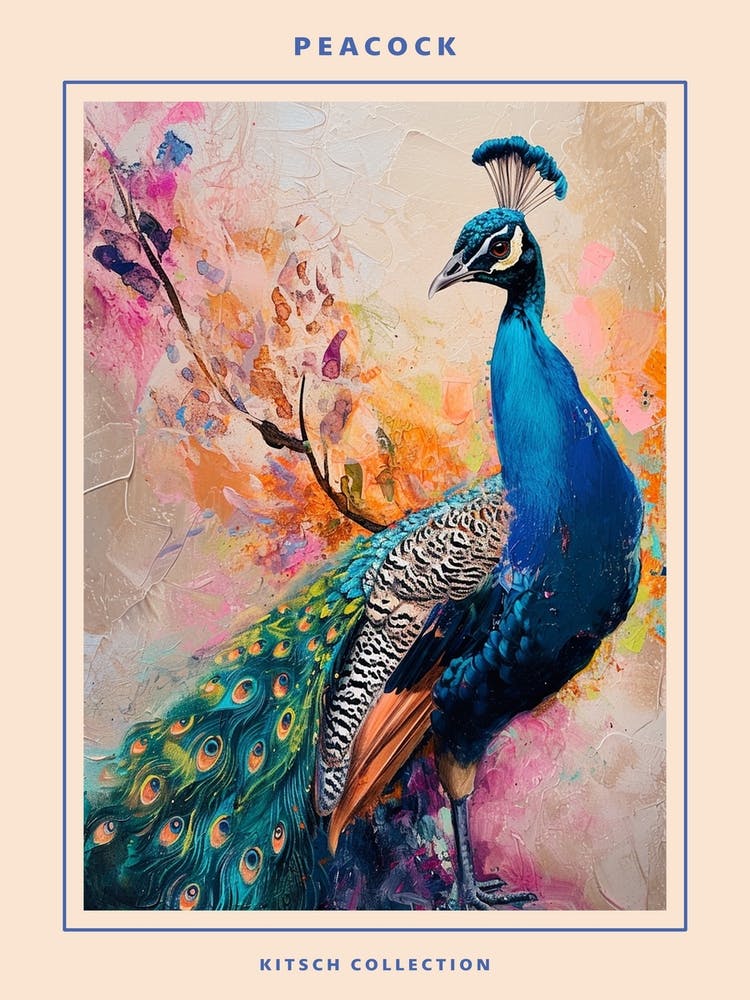 Peacock Brushstrokes Poster 2