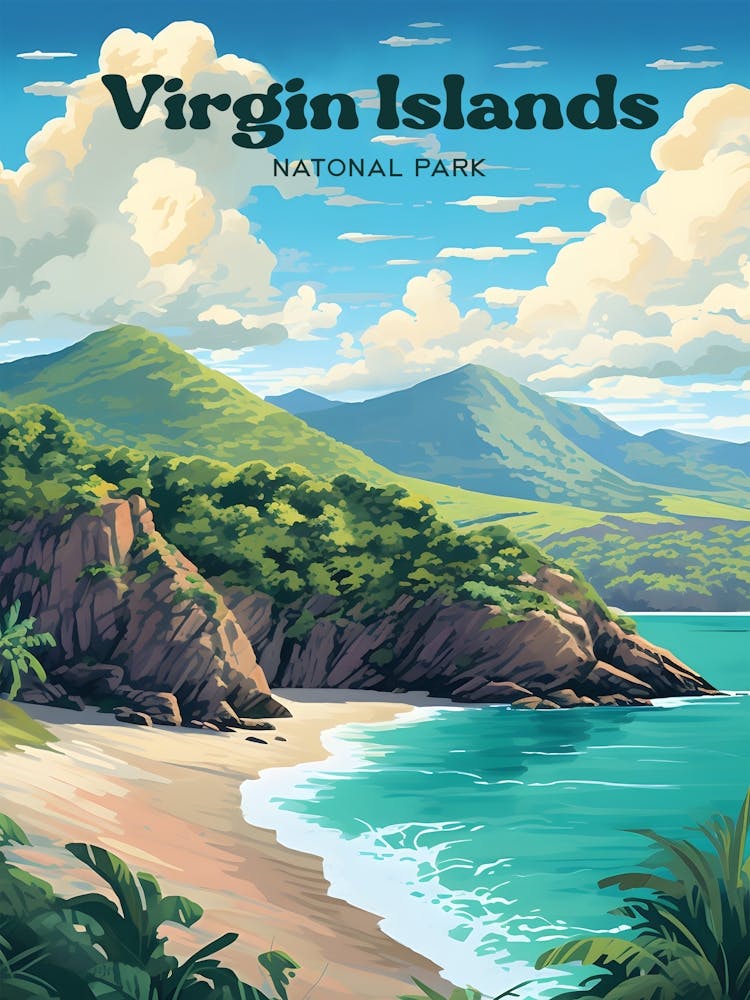 Virgin Islands National Park St. John Travel Art Illustration