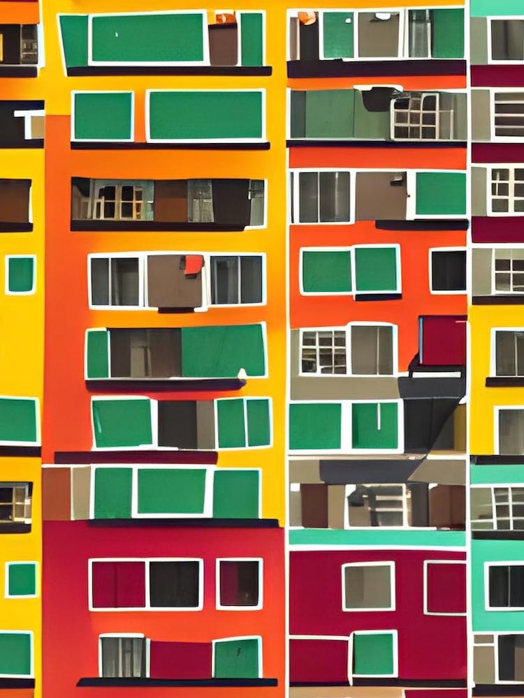 Apartment Block Abstract Vivid Buildings Architecture