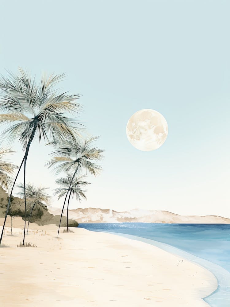 Aquarell von Paradiesstrand Mykonos Greece 2