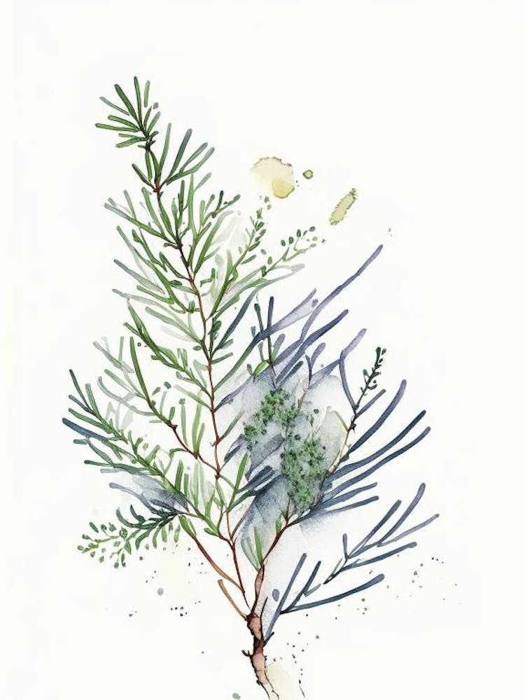 Juniper Herb Minimalist Watercolour 1