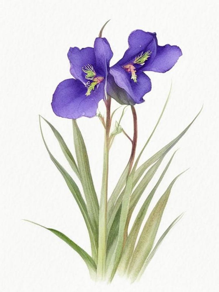 Spiderwort Wildflower Watercolour