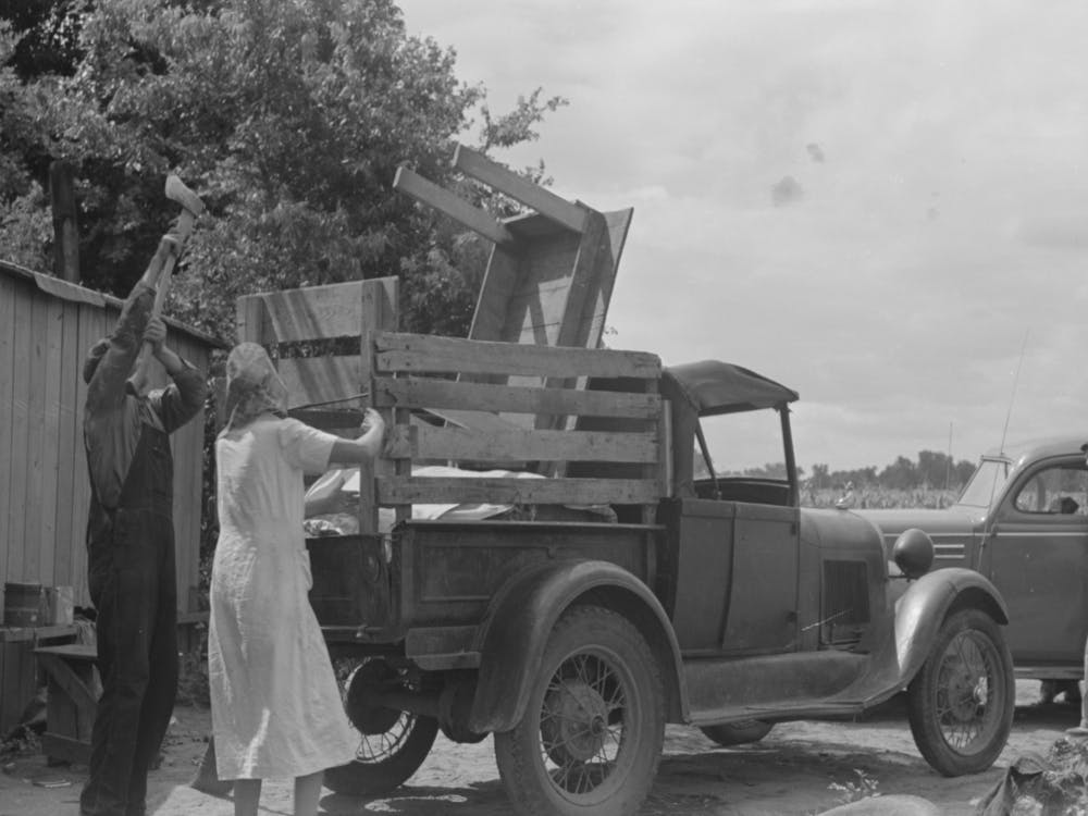 Untitled Photo, Possibly Related To Loading Truck With Table Which Will Be Carried By This Migrant Family Tt