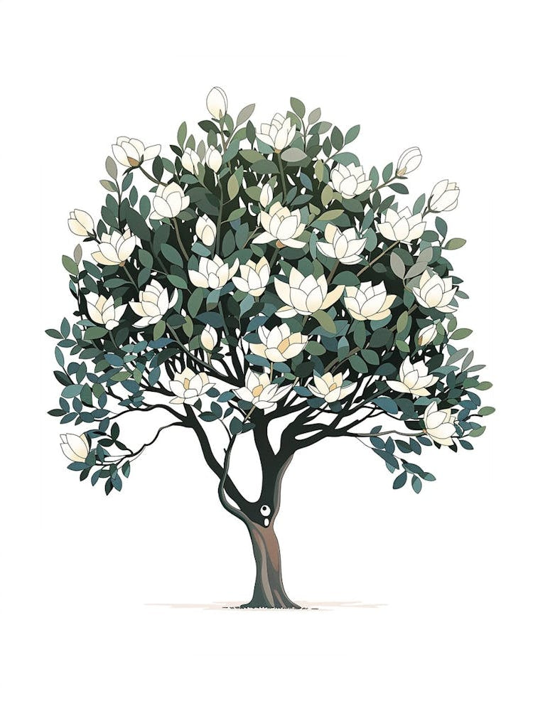 Magnolia Tree Pixel Illustration 3