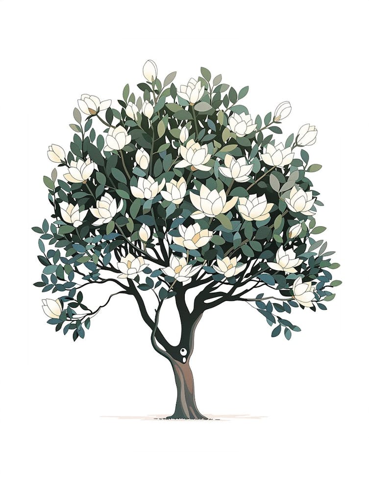 Magnolia Tree Pixel Illustration 3