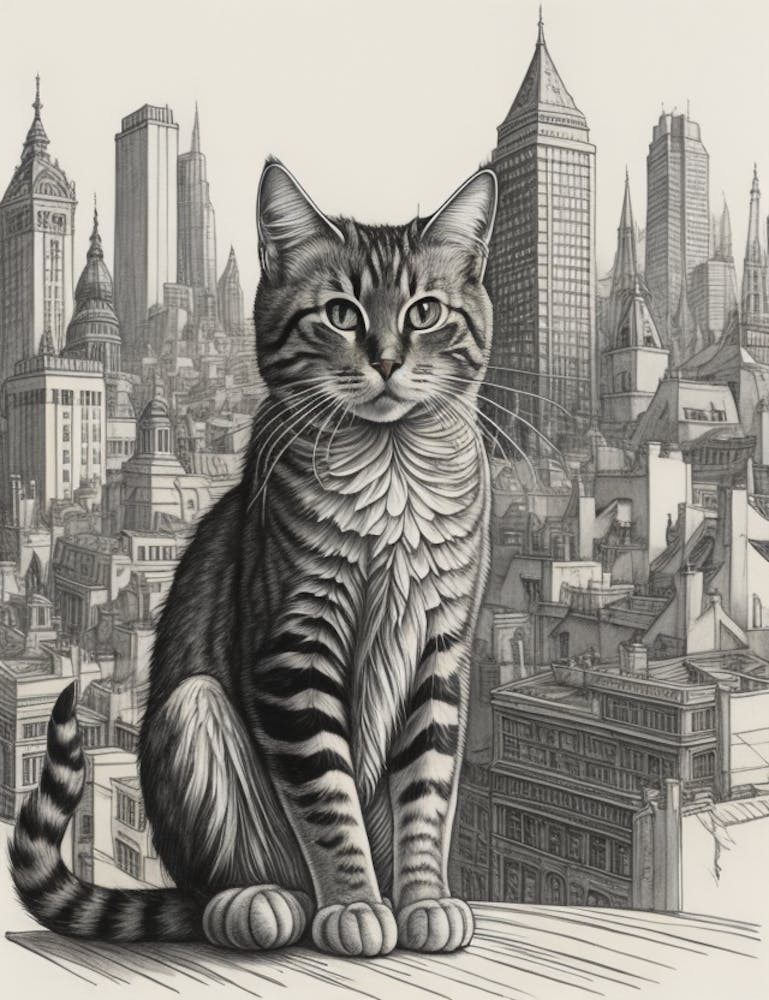 Cat In The City Sketch