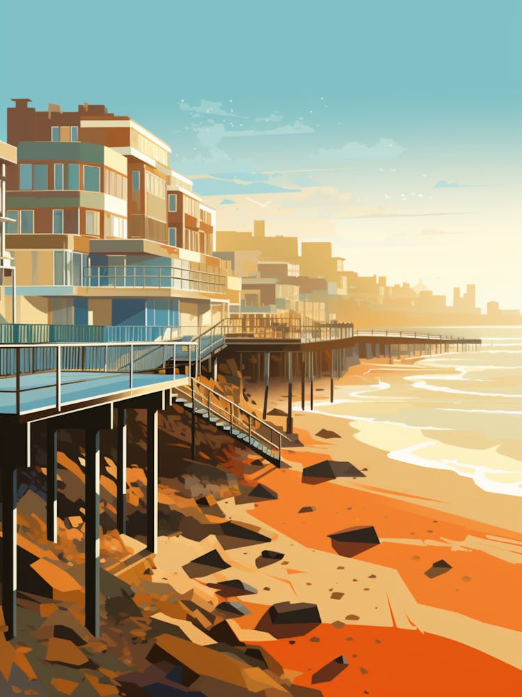 Abstract Illustration Of Southend On Sea Beach Essex Orange Hues 2