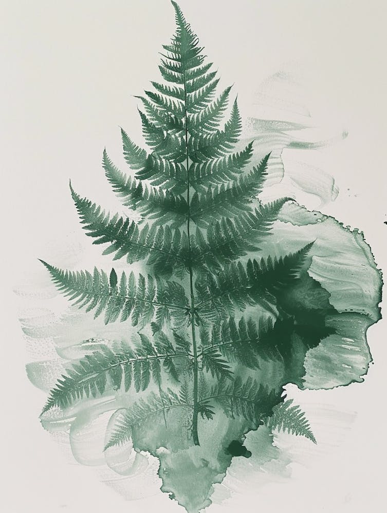Green Ink Painting Of A Upside Down Fern 2