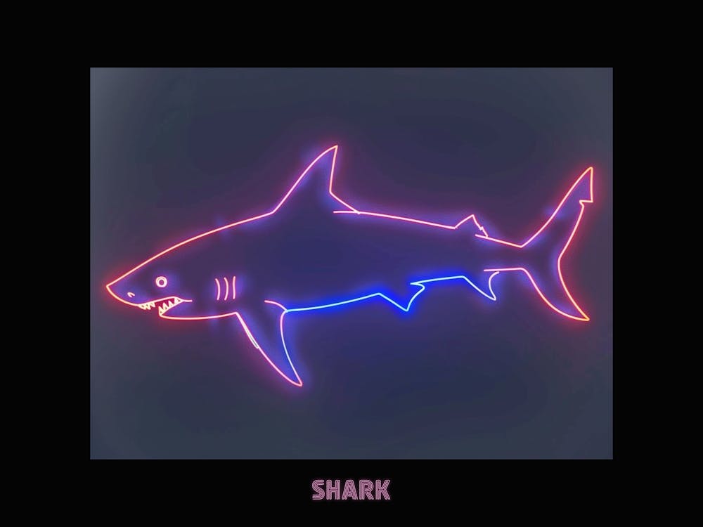 Neon Pink Sign Inspired Shark Poster 5