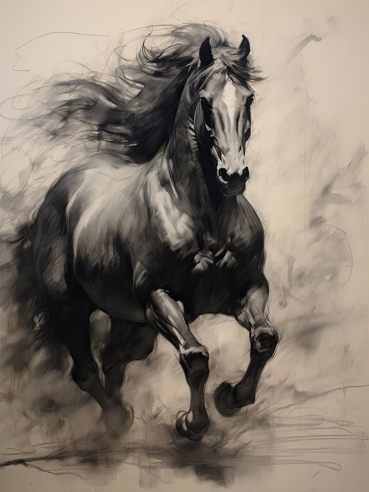 A Horse Painting In The Style Of Chiaroscuro 1