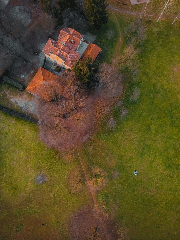 Italian Villa Print, Monza, Italy, Poster italiano. Aerial Photography.