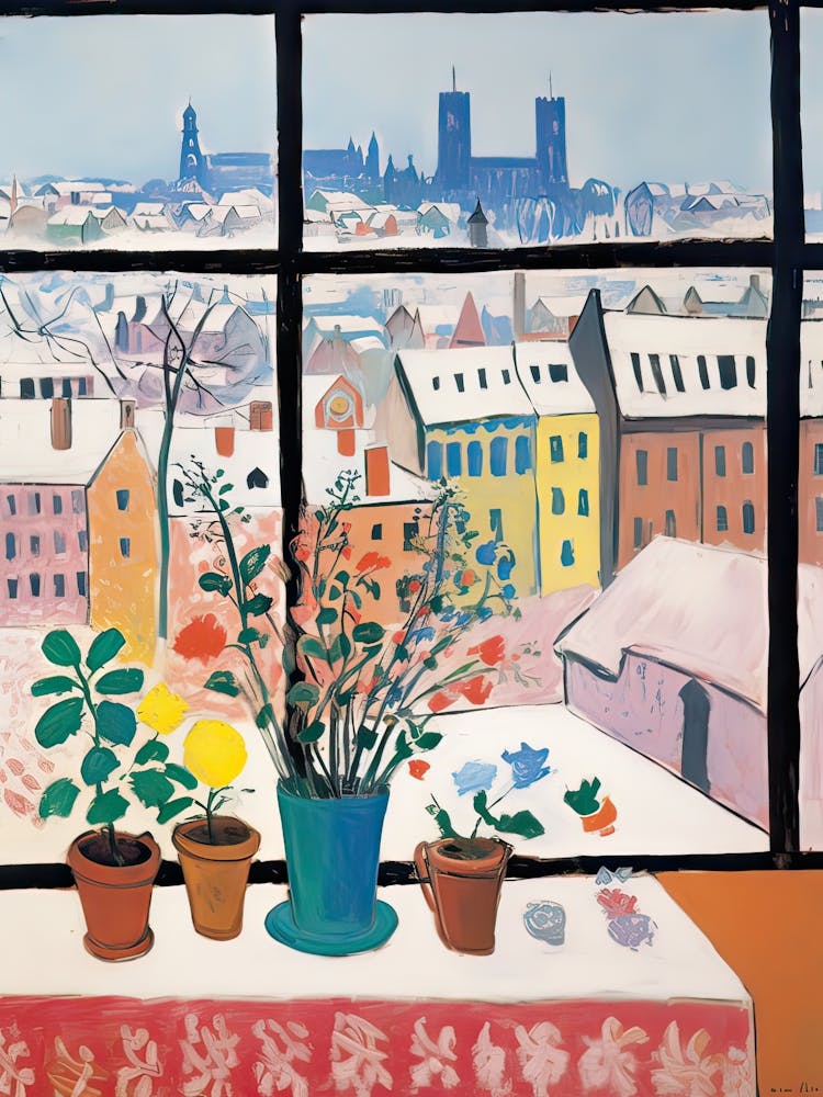 Le rebord de fenêtre de Nuremberg, Allemagne - Neige Inspiré par Matisse 4