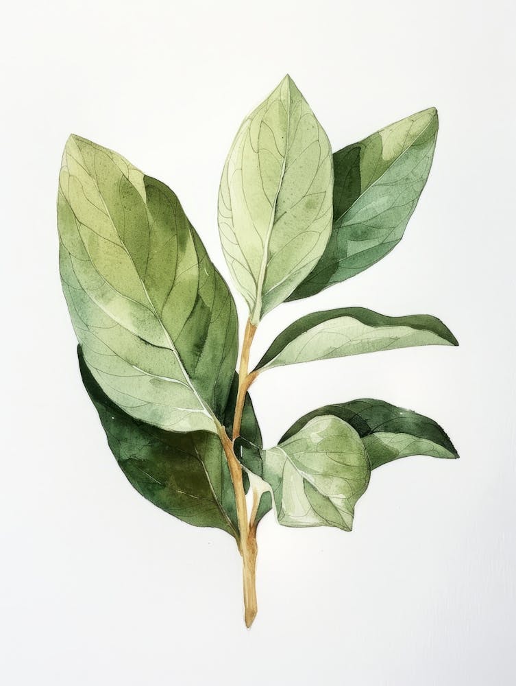 Peinture Aquarelle Feuille Verte