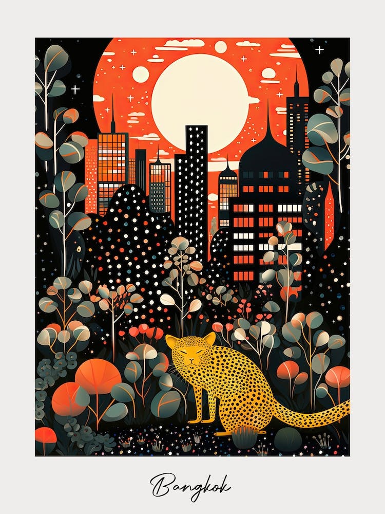 Poster Of Bangkok, Illustration In The Style Of Pop Art 1
