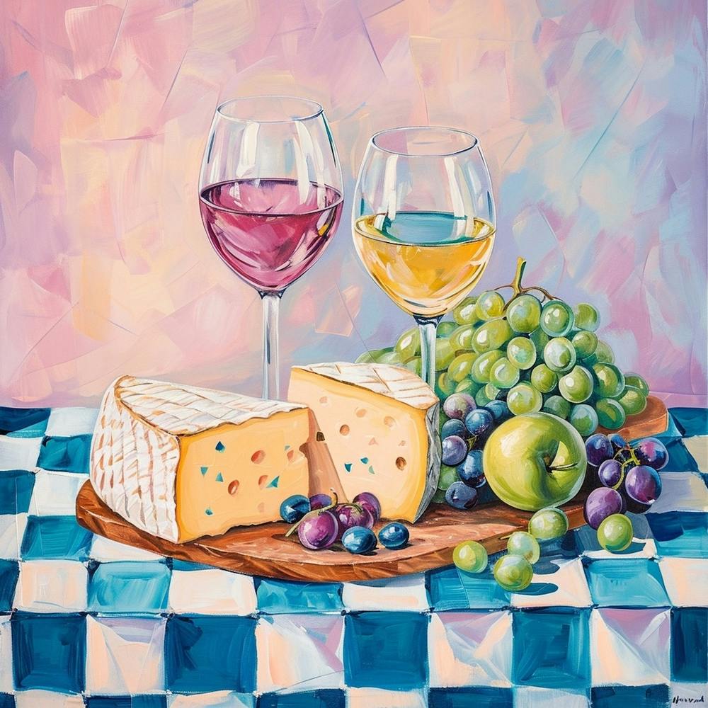 Cheese & Wine Checkerboard 1