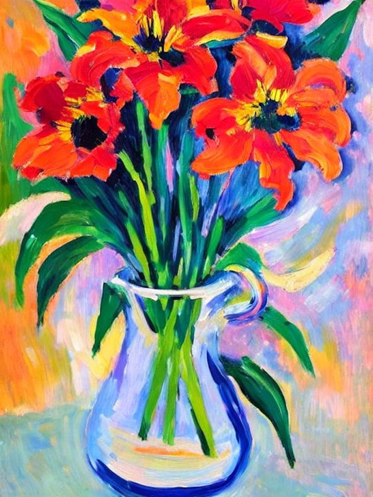 Tiger Lily Floral Abstract Block Colour 2 Flower