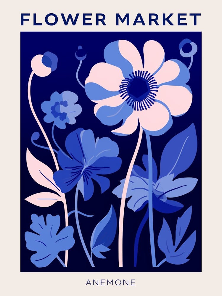Blue Flower Market Poster Anemone 4