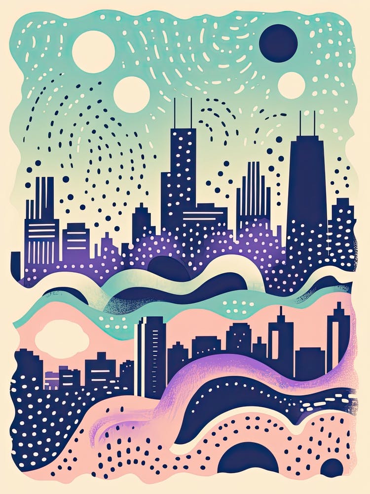 Chicago In Risograph Style 2