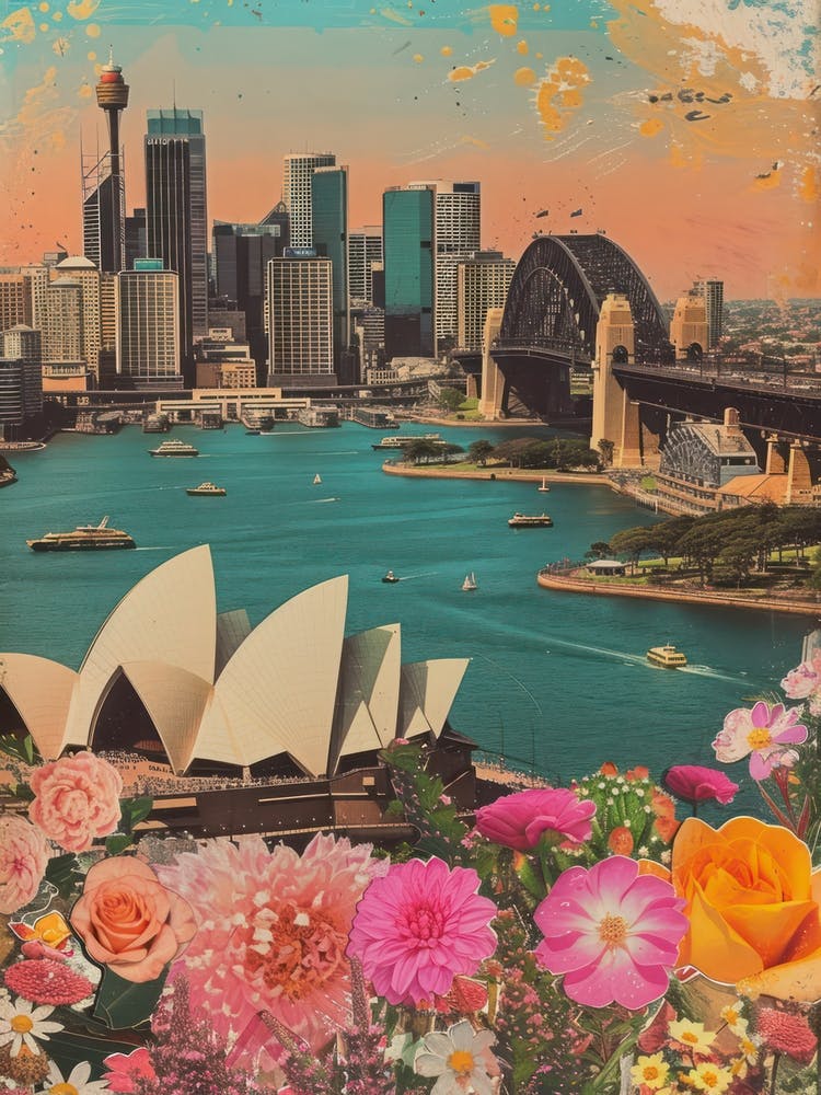 Sydney   Floral Retro Collage Style 4