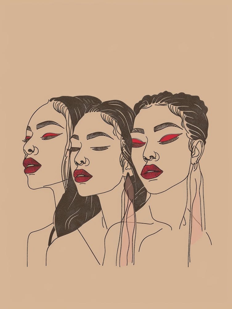 Three African Women With Red Lips
