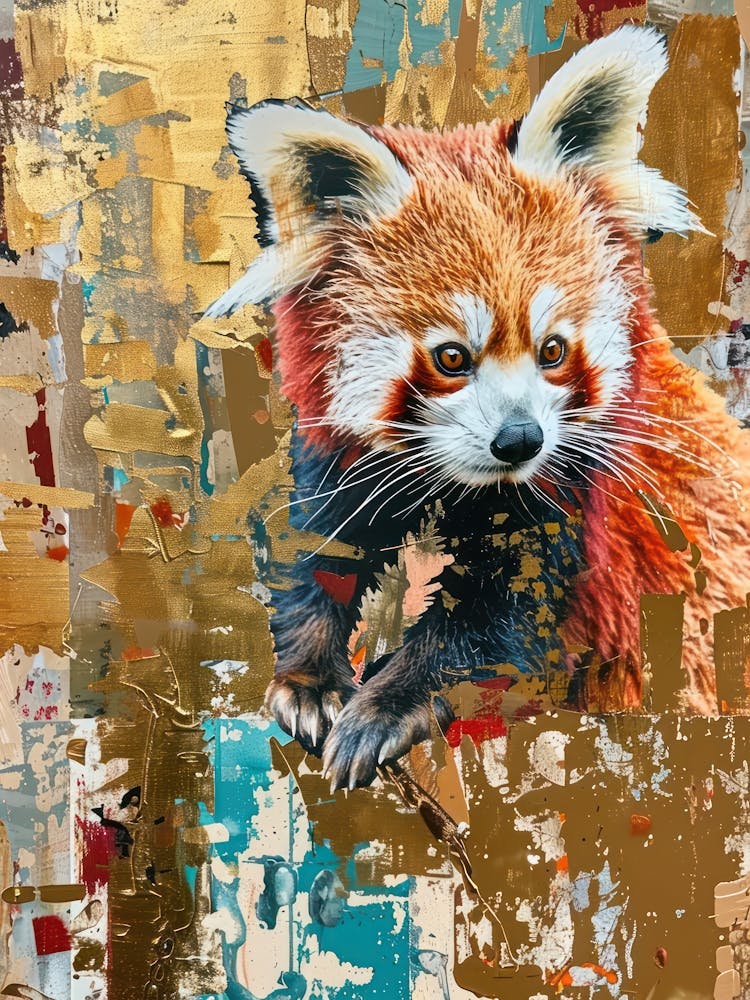 Red Panda Gold Effect Collage 4