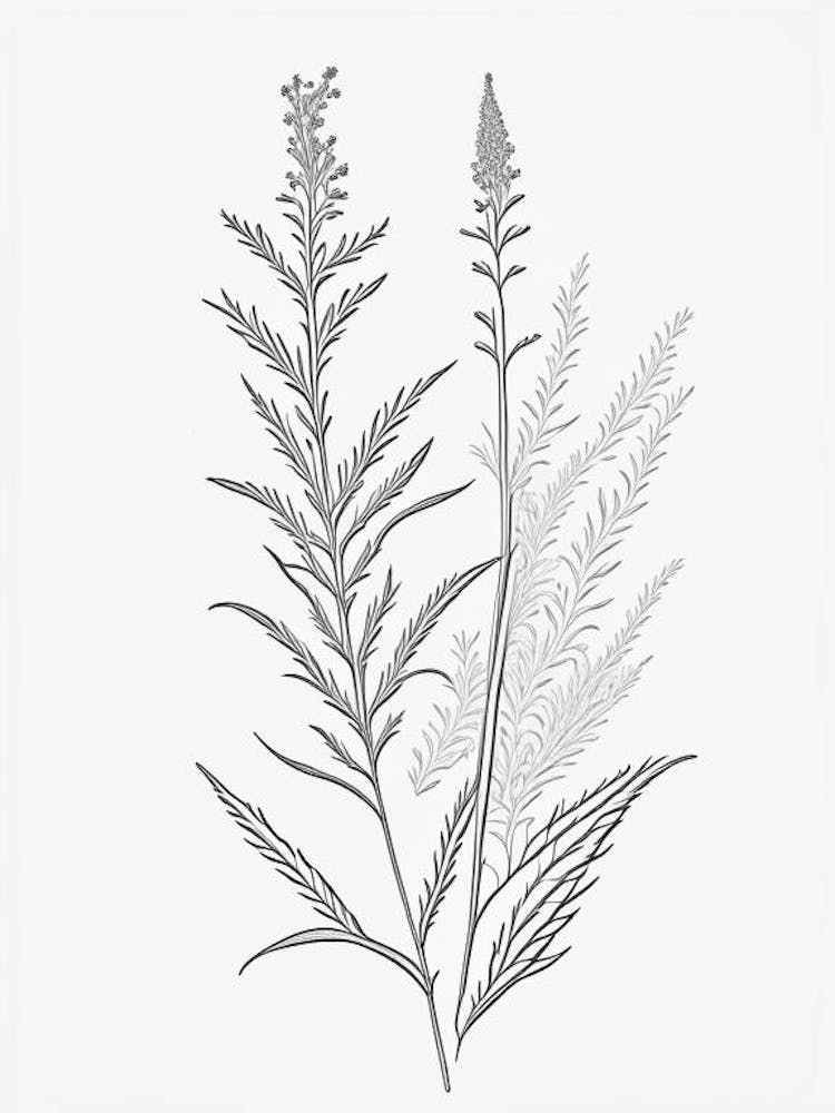 Vervain Herb William Morris Inspired Line Drawing