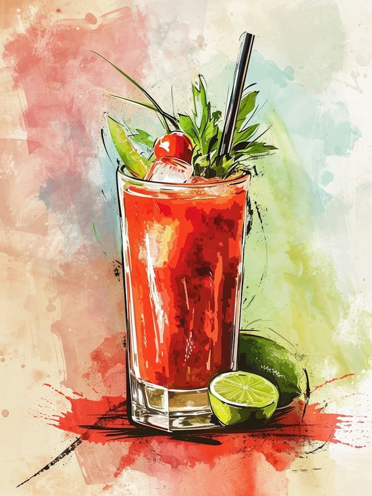Bloody Mary Watercolour Inspired Cocktail 2
