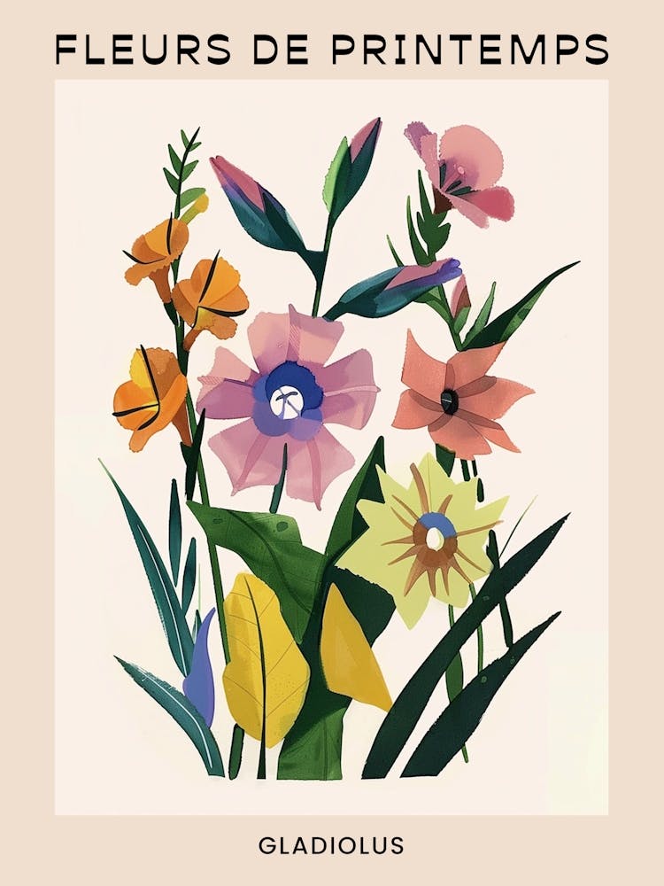 Spring Floral French Poster  Gladiolus 1